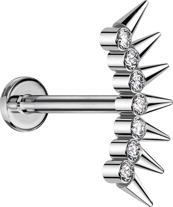Produktbild Star Piercing Micro Labret Innengewinde silber sieben Kristalle silber mit Cones (Titan G23, ohne Messing)