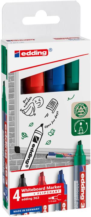 Produktbild Edding 363 Whiteboard-Marker farbsortiert 1,0 - 5,0 mm, 4 St. (farbsortiert, 5 mm, 4 x)