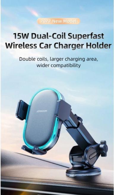 Actual product image Joyroom 15W Dual-Coil Wireless Car Charger Holder