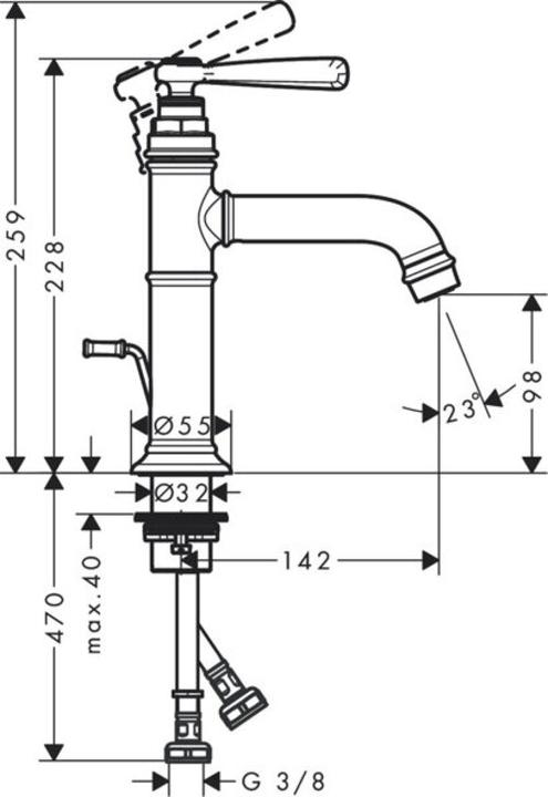 Actual product image Axor Montreux single lever washbasin mixer 100, pop-up waste, 142mm projection