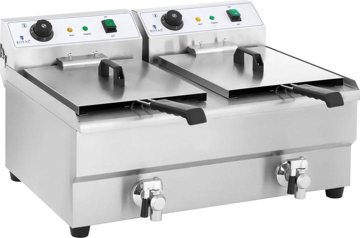 Actual product image Royal Catering Electric Deep Fryer - 2 x 16 Litres with Drain Tap