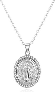Agato Madonna silver necklace AGS1603/47 (chain. pendant)