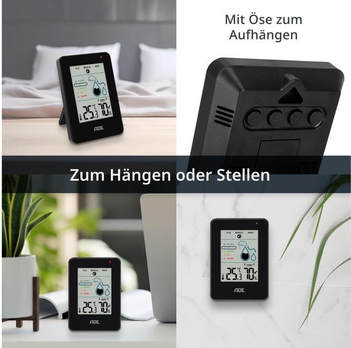 Immagine prodotto ADE Thermo-/Hygrometer digital Schwarz, Funktionen