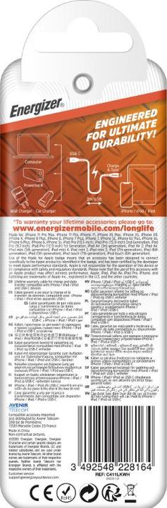 Actual product image Energizer Lifetime Warranty - Lightning/USB-C Cable - 2m (2 m)