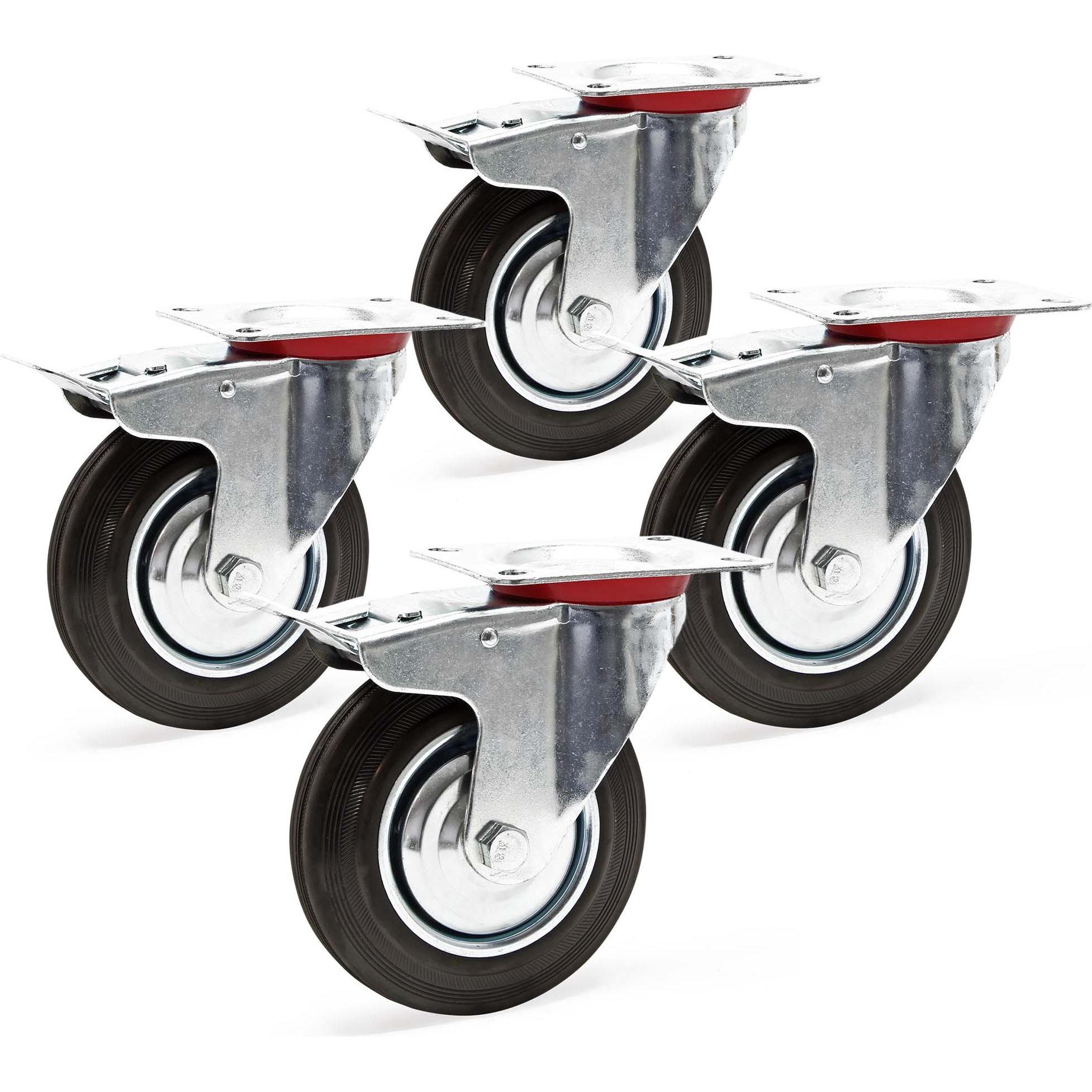 Doppelstopp-Lenkrolle 200mm - Transportrolle Bis 150kg Mit Feststellbremse