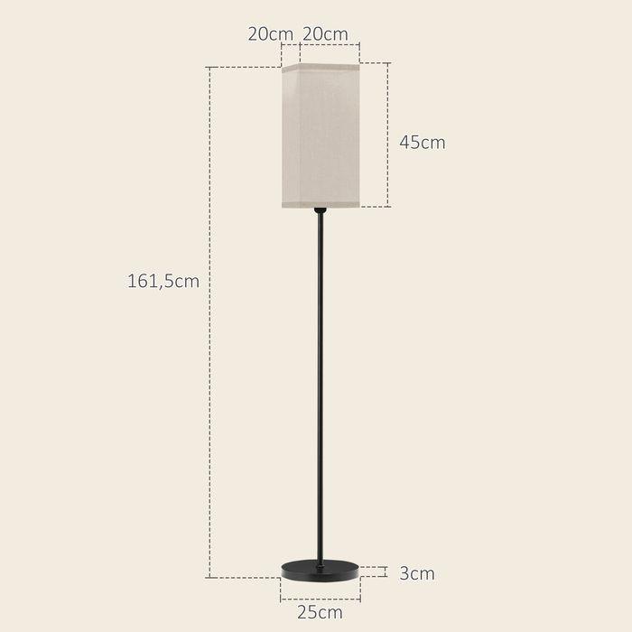 Produktbild Swisshandel24 Moderne Stehlampe mit Kunstleinen-Schirm, Fussschalter, für Wohnzimmer Schwarz (E27)