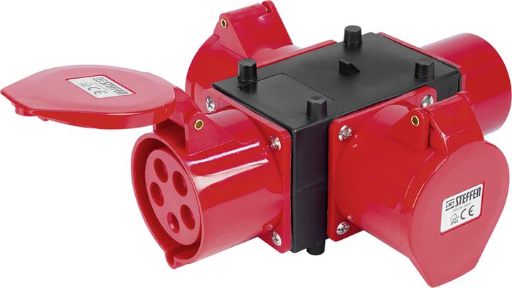 Produktbild Steffen CEE Verteiler 32A 5P 415V, 1x Gerätestecker CEE 32/5 und 3x Steckdose CEE 32/5 (3 x, CEE 32/5)