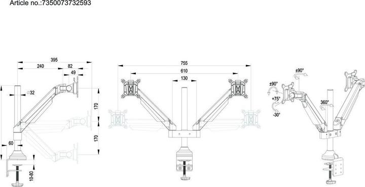 Image du produit Multibrackets MB Bras de levage à gaz HD (Tables, 32")