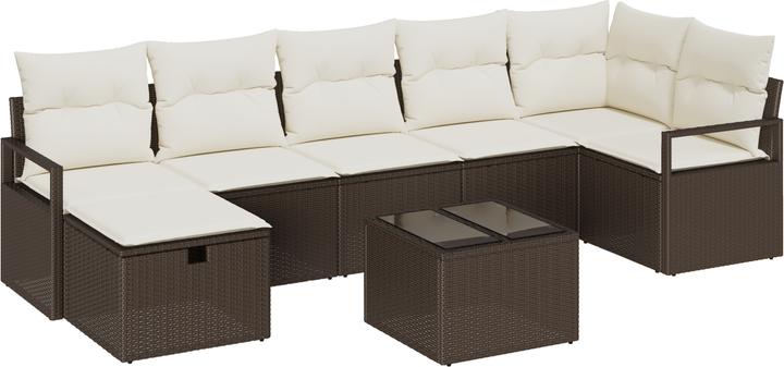 Image du produit VidaXL Ensemble de 8 canapés de jardin avec coussins Poly-Rattan brun