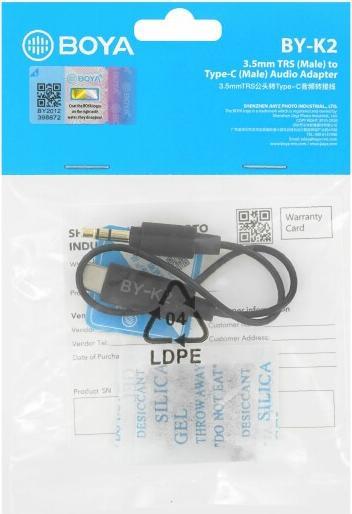 Image du produit Boya Adaptateur universel BY-K2 3,5 mm TRS vers USB-C (0.20 m, Jack 3,5 mm (AUX))