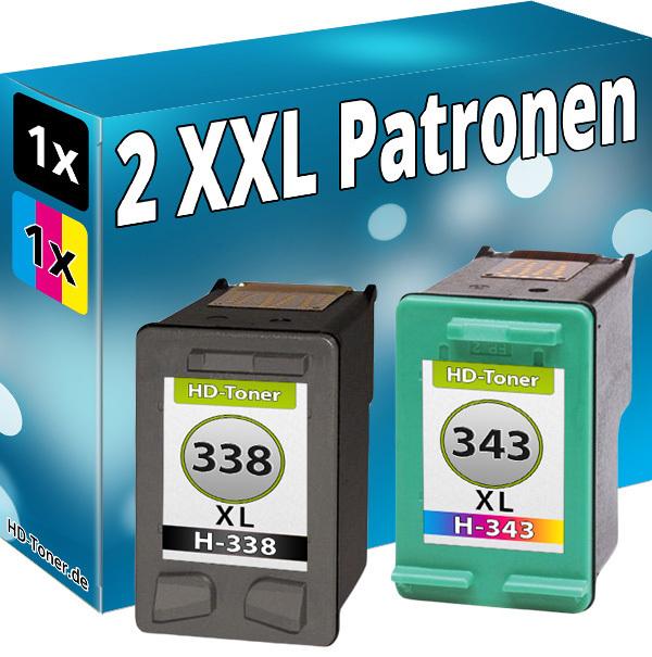 Produktbild Druckfuxx 2x TINTE PATRONE für HP 338 343 PhotoSmart 2575 2605 2610 7850 8150 C3