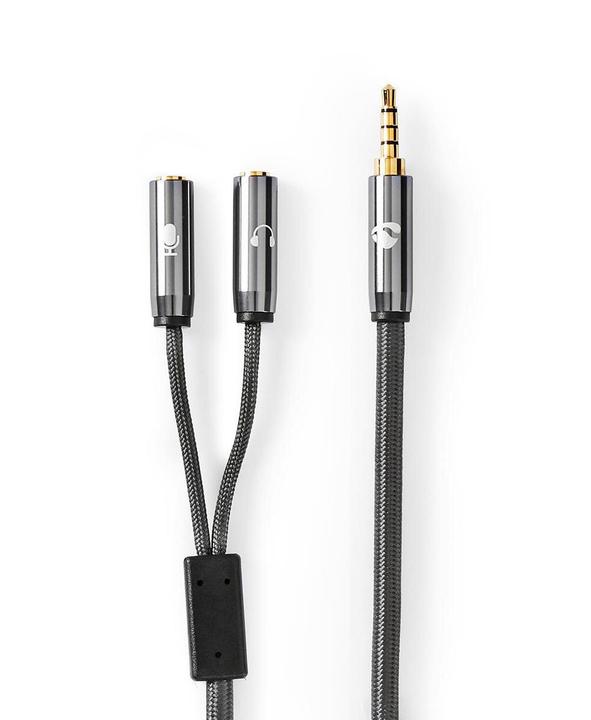 Actual product image Nedis Stereo audio cable - 3.5 mm male - 3.5 mm female - gold plated - 0.20 m - round - anthracite/G (0.20 m, 3.5mm jack (AUX))