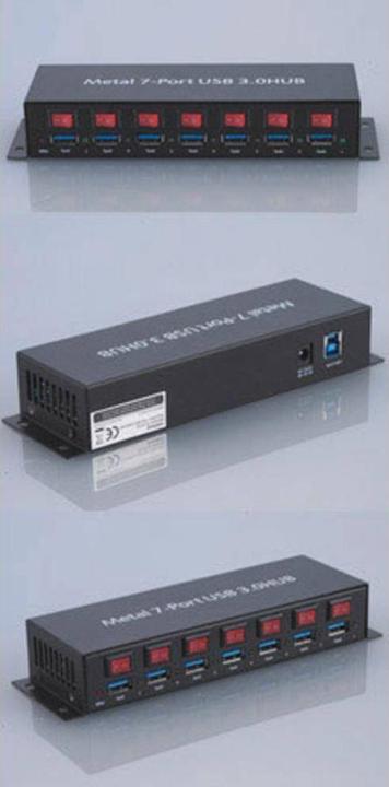 Image du produit Renkforce Hub 7 ports USB 3 métal, commutable (USB-B, 7 Ports)