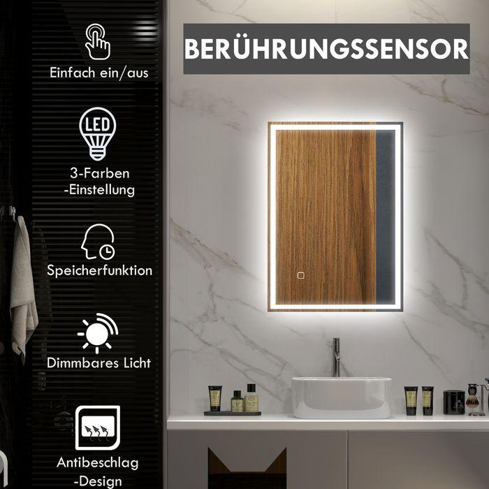 Immagine prodotto Swisshandel24 Specchio da bagno, specchio da bagno con luce LED, 80 x 60 cm Specchio da parete, specchio (50 x 70 x 4 cm)