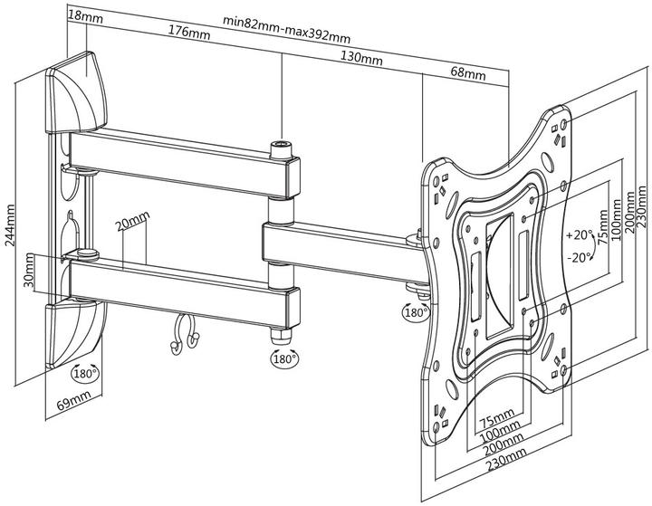 Actual product image Reflecta FLEXO 42-2020T3 (Wall, 42", 20 kg)