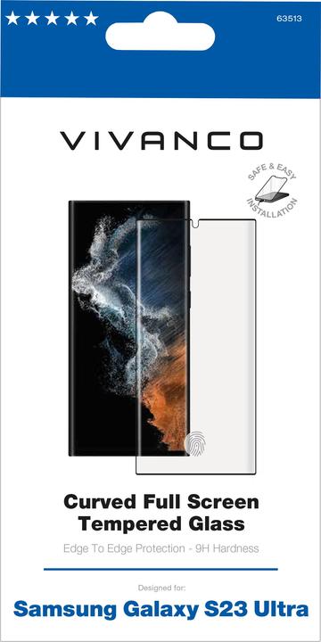 Produktbild Vivanco 3D Curved Glas Galaxy S23 Ultra Handy Glasfolie Galaxy S23 ULTRA 63513 (1 Stück, Samsung Galaxy S21)
