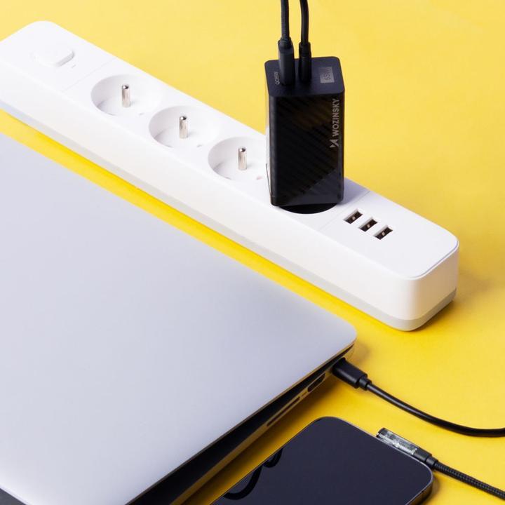 Image du produit Wozinsky Chargeur GaN 65W avec ports USB, USB C supporte QC 3.0 PD noir (WWCG01) (65 W)