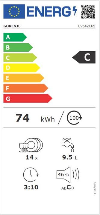 Etichetta energetica Gorenje GV642C65 (60cm)