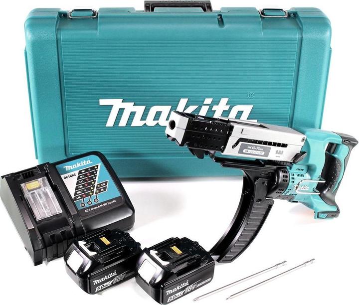 Produktbild Makita 18V Akku-Magazinschrauber mit 2x 5.0Ah Akkus DFR750RTE (Akkubetrieb)