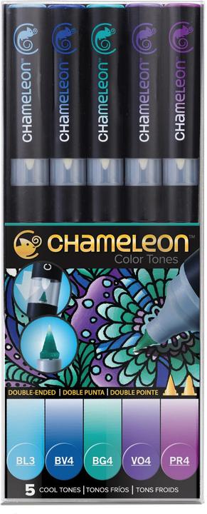 Image du produit Chameleon Crayons aquarelle Brushpens tons bleus, 5 pièces (Bleu clair, Gris, Violet, Bleu, Turquoise, 5 x)