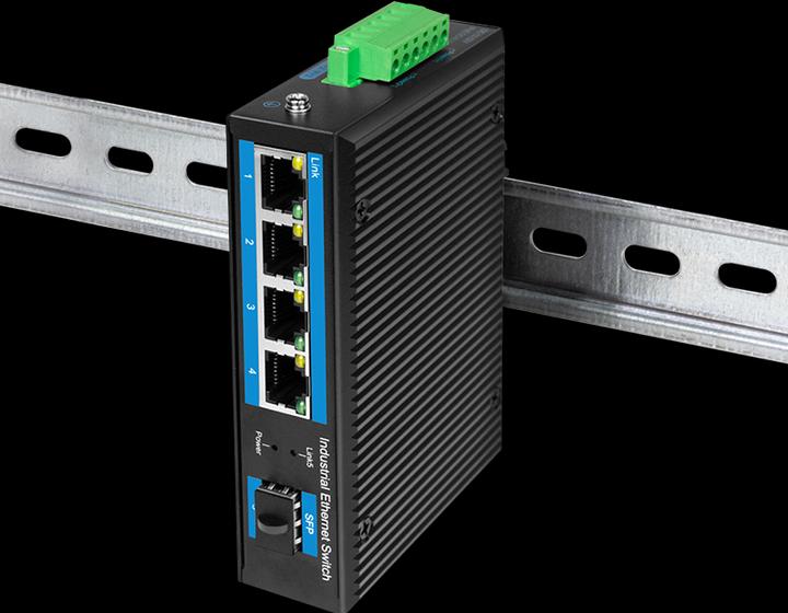Produktbild LogiLink Industrie Gigabit Ethernet Switch, 4-Port 1000 Mbit/s + 1 Port SFP (5 Ports)