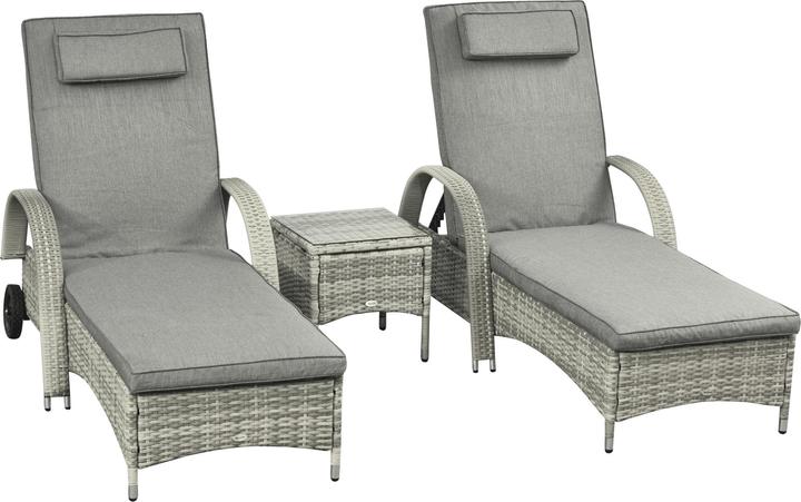 Image du produit Outsunny Bains de soleil en rotin avec table