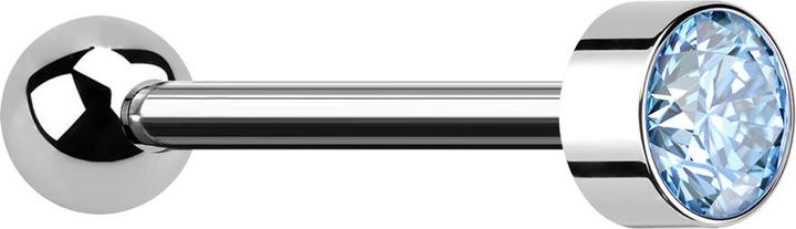Immagine prodotto Star Piercing Micro Barbell Innengewinde silber mit Kugel silber Zylinder hoch silber mit Kristall aqua (senza ottone, Titanio G23)