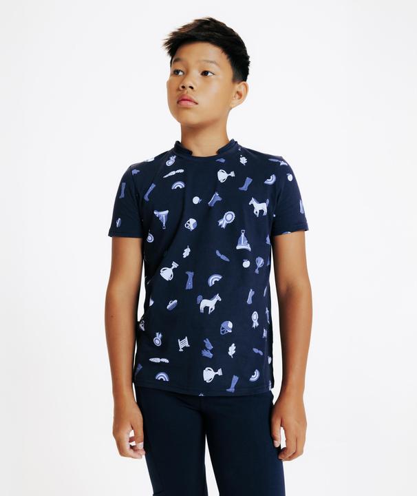 Produktbild Fouganza Reit-Poloshirt Magic kurzarm Kinder Print blau (10, 11, 12)