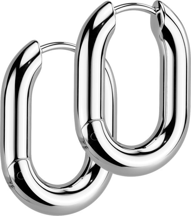 Star Piercing Ohrring zum Klappen silber Abgerundetes Rechteck (ohne Messing, Chirurgenstahl 316L)