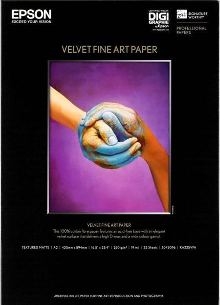 Actual product image Epson S042096 Velvet fine art paper inkjet 260g/m2 A2 25 sheets 1-pack (260 g/m², 25 x, A2)