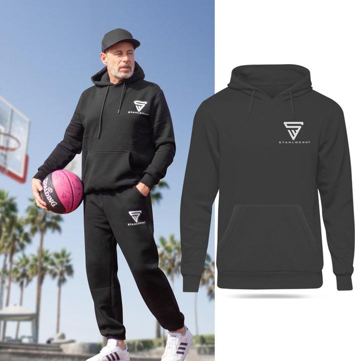 Produktbild Stahlwerk Hoodie Schwarz Kapuzen-Pullover Grösse XXL 100% Baumwolle (XXL)