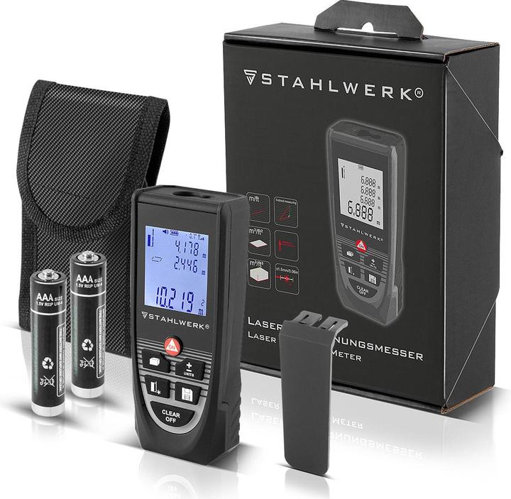 Image du produit Stahlwerk Télémètre laser LDM-80 ST jusqu'à 80 m écran LCD rétro-éclairé (80 m, 635 nm)