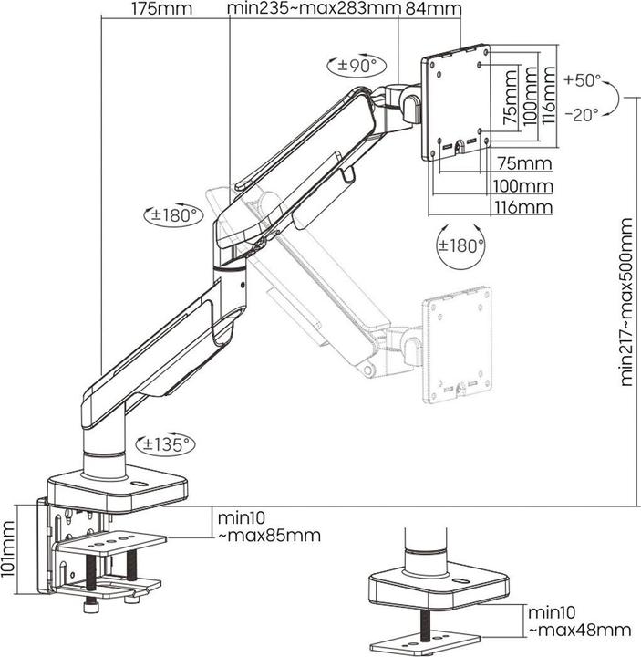 Actual product image Roline Monitorarm (Table, 49")