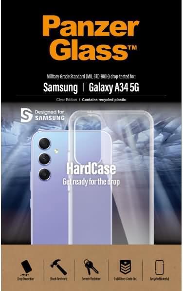 Actual product image PanzerGlass HardCase Samsung A34 5G A346 Antibacterial Military grade clear 0444 (Samsung Galaxy A34 5G)