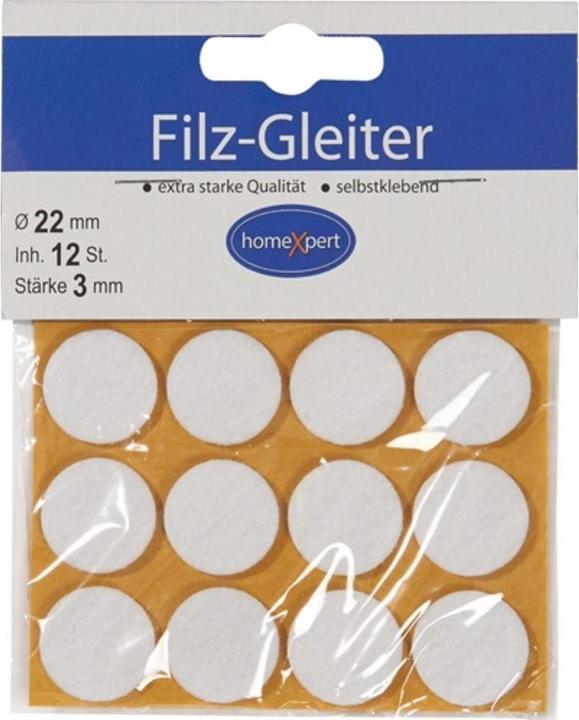 Actual product image Hansi-Siebert Felt glider Ø22mm white 12 pack (Felt gliders, 12 Piece)