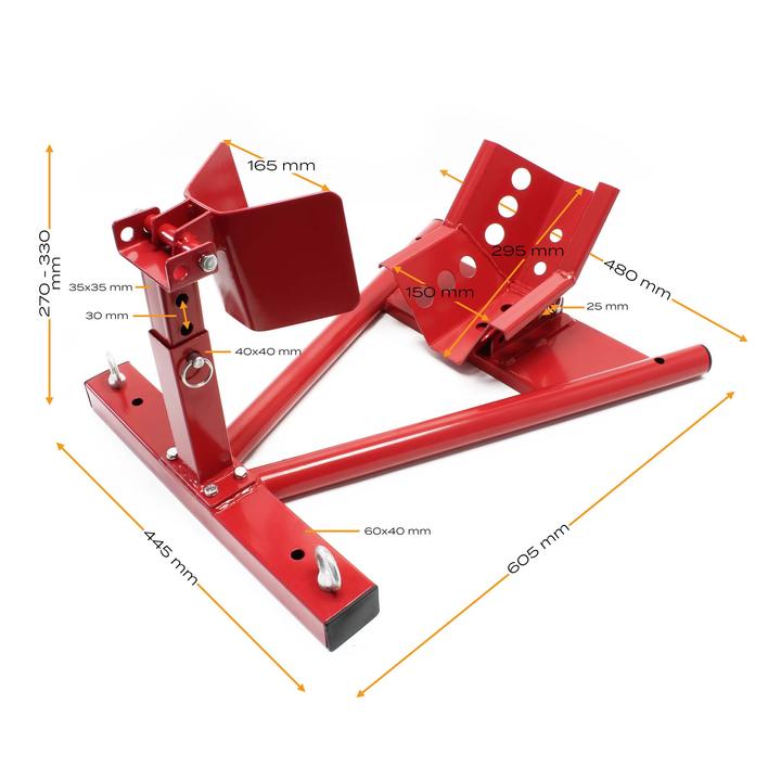 Actual product image Wiltec Motorcycle Front Wheel Chock for 13-17” Tyres with 90-130mm Width as Mounting Stand for Safe Storage