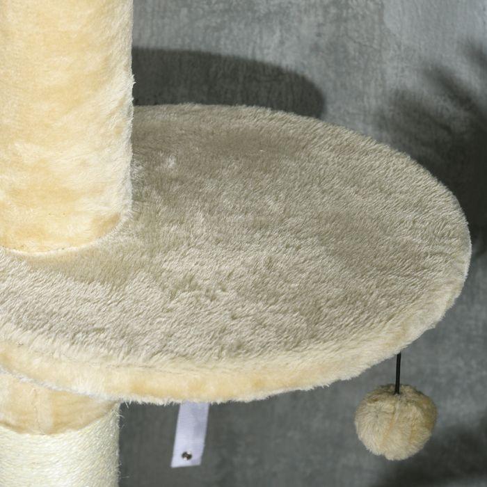 Produktbild Swisshandel24 Kratzbaum Deckenhoch, 225-255 cm mit Katzenhöhle, mit Spielball, Hängematte, bis 5 kg (255 cm, Braun+Beige)