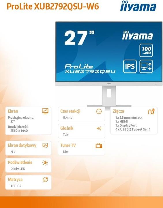 Produktbild iiyama XUB2792QSU (2560 x 1440 Pixel, 27")