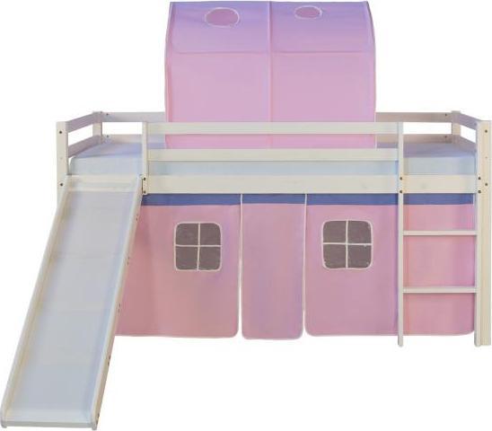 Produktbild Homestyle4u Hochbett mit Rutsche und Vorhang (90 x 200 cm)