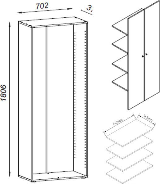 Produktbild VCM Holz Mehrzweckschrank Vandol mit Drehtüren (70 x 40 cm)