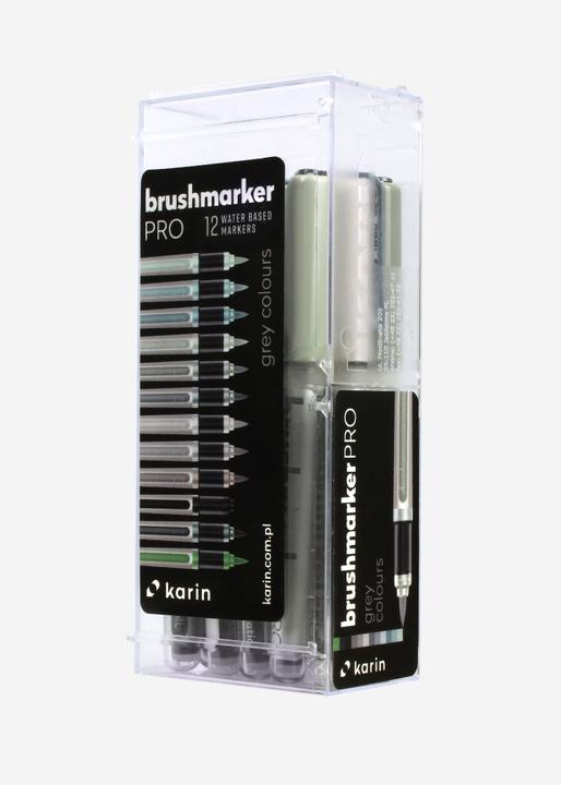 Produktbild Karin PRO - Brush Marker (Schwarz, Grau, Grün, 12 x)