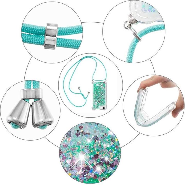 Actual product image Cover-Discount iPhone SE / 8 / 7 - glitter case with lanyard turquoise (Apple iPhone 7, Apple iPhone 8, Apple iPhone SE (2nd Gen))