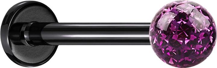 Actual product image Star Piercing Micro labret black with crystal ball violet epoxy protective layer (without brass, Titanium G23)