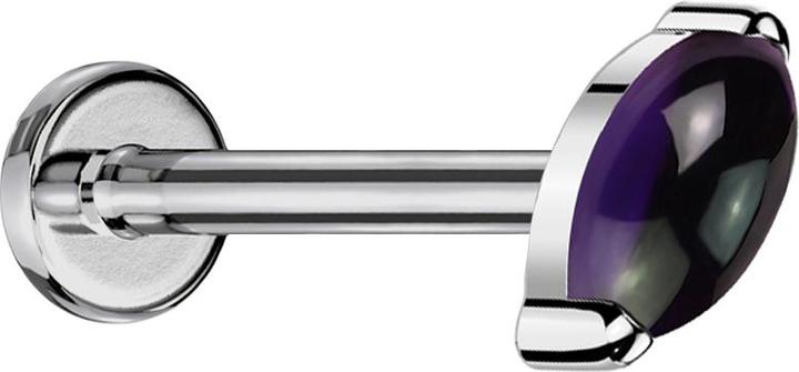 Produktbild Star Piercing Micro Threadless Labret silber Ovaler Amethyst Stein (Titan G23, ohne Messing, Mineralisch)