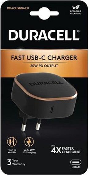 Image du produit Duracell Chargeur mural USB-C 20W (noir) (20 W)