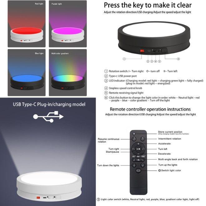 Immagine prodotto MU Classic Giradischi elettrico a LED a 360° (Ulteriori accessori)