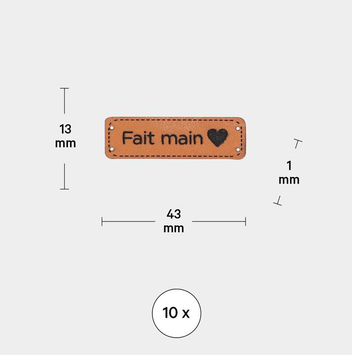 Produktbild Lalana Anhänger Label Fait main 4.3 x 1.3 cm, 10 Stück (Kunststoff)