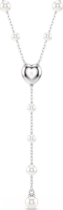Swarovski x Ariana Grande Y Halskette Kristallperle Verschiedene Schliffe Herz Weiss Rhodiniert (Swarovski Metall)