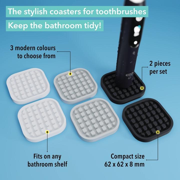 Image du produit Qikfresh Dessous de verre pour brosse à dents Gris Set de 2 (Porte-brosse à dents)