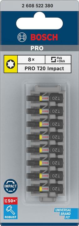 Image du produit Bosch Zubehör Embout de vissage PRO Torx Impact Bit, T20, 25 mm, 8 pcs. (T20)